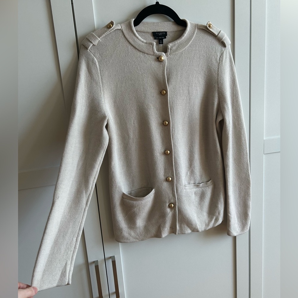 Talbot Merino Wool Military Style Sweater Size MP (petite)